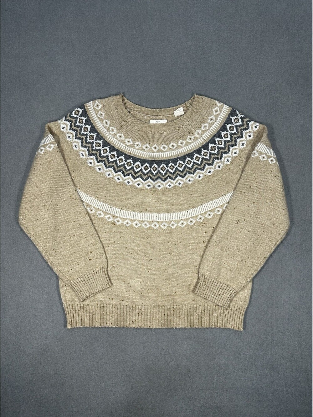 Weatherproof Vintage Women’s Medium Fair Isle Knit Sweater Red Gray Nordic